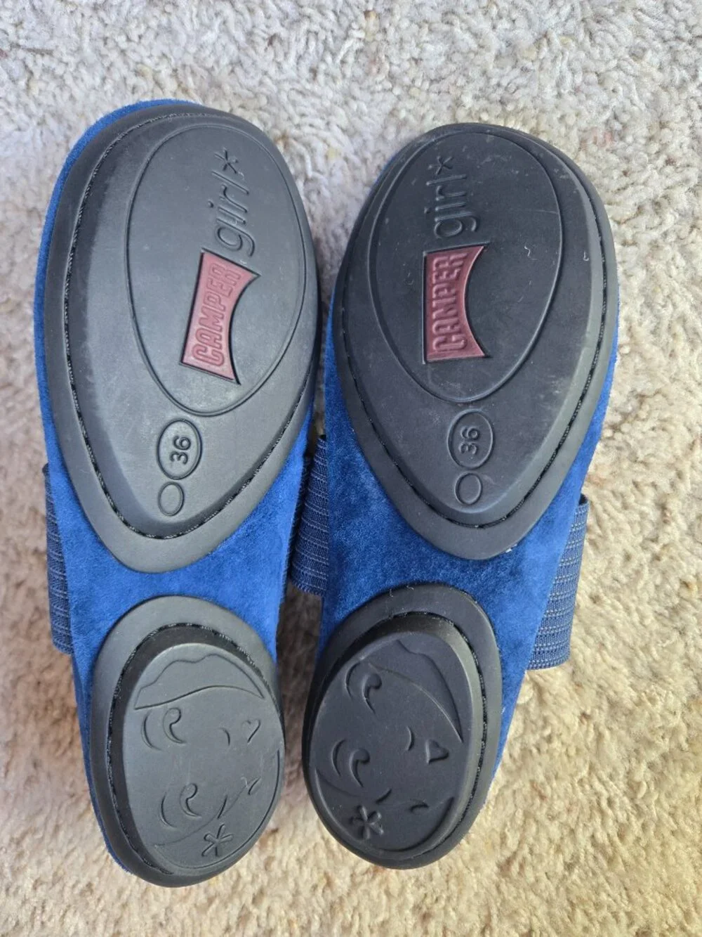 Camper Girls Nina Blue Suede Ballet Flats EU Size 36 Fits US Big Kids/Youth 4